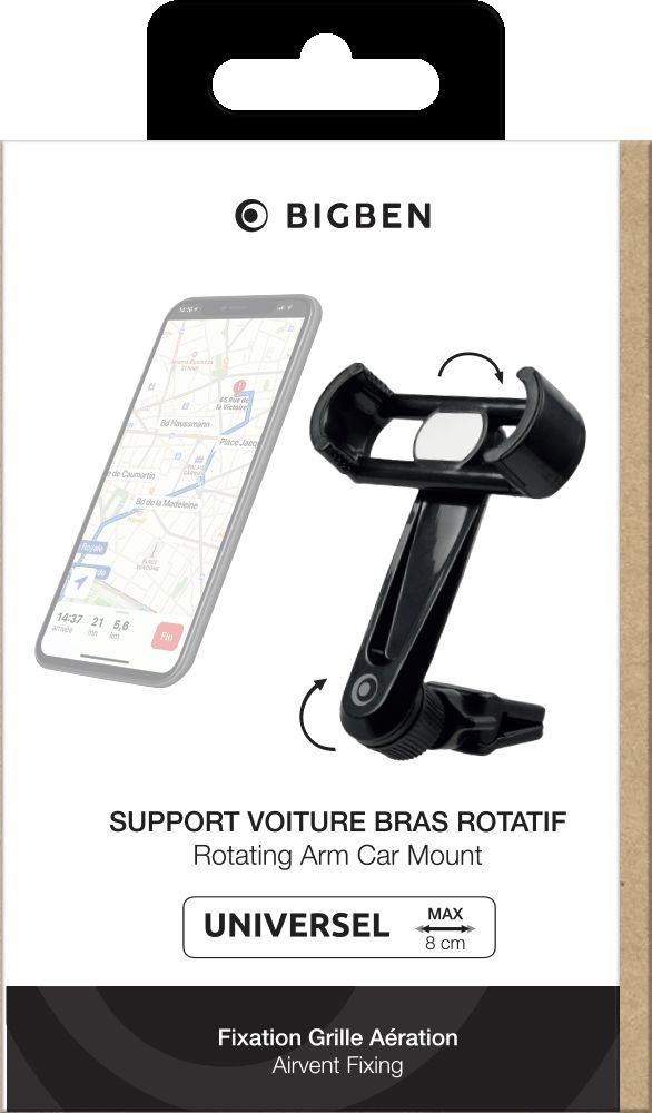 Support smartphone avec bras rotatif BIGBEN Noir www.infinytech-reunion.re