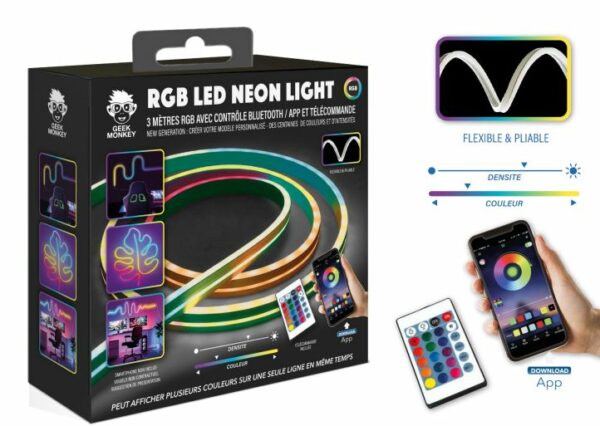 Ruban LED Neon connecté RGB GEEK MONKEY 3m Ruban LED Neon connecté RGB GEEK MONKEY 3m
