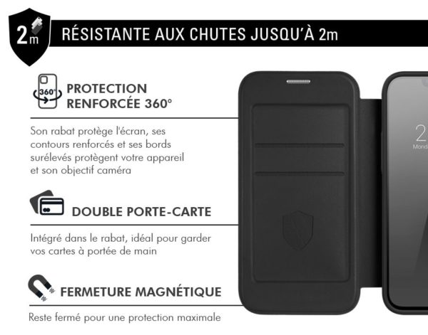 Etui folio renforcé BIGBEN iPhone 15 Compatible MagSafe Noir www.infinytech-reunion.re