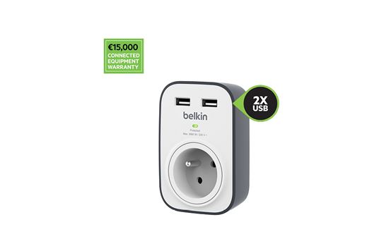 Belkin Multiprise parafoudre 8 prises avec 2 ports USB intégrés