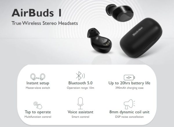 BLACKVIEW AirBuds 1 Bluetooth Noir image 01