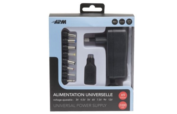 Chargeur universel APM 425017 3-12V 2A 9 embouts - infinytech-reunion