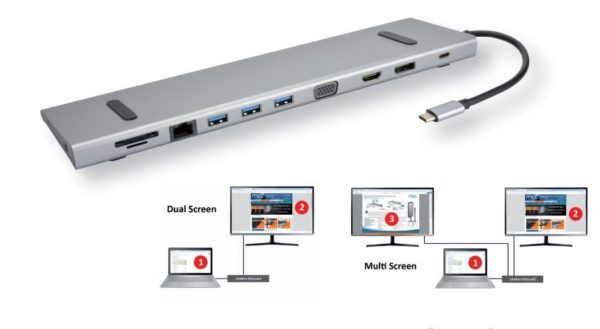 MCL USB3C-555Z Multi-ports USB-C 11 en 1 image 01 MCL USB3C-555Z Multi-ports USB-C 11 en 1 image 01