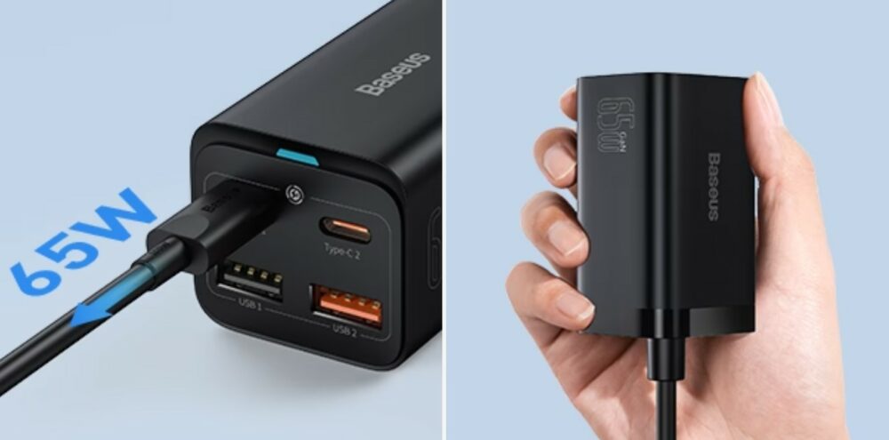 BASEUS Chargeur GaN3 Pro 65W 4 Ports Noir BASEUS Chargeur GaN3 Pro 65W 4 Ports Noir