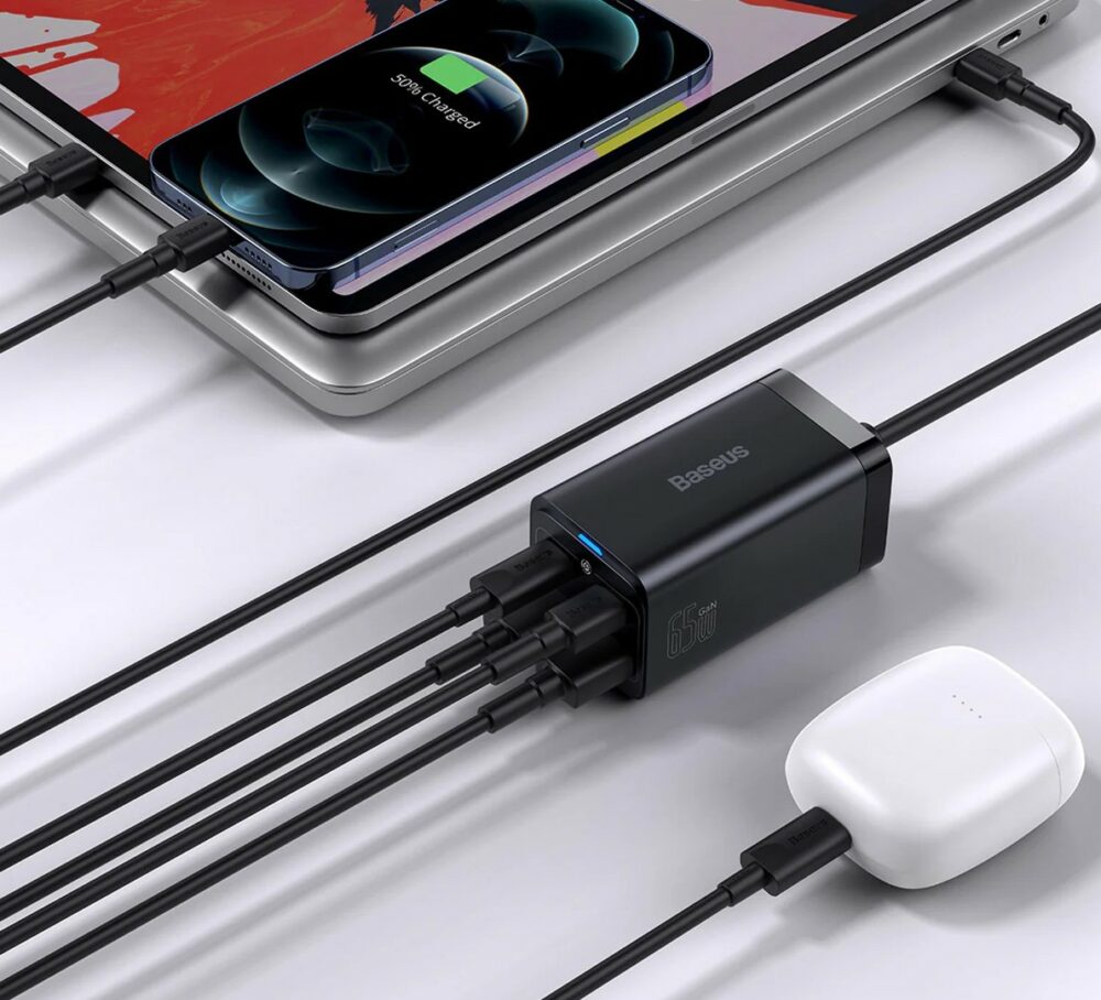 BASEUS Chargeur GaN3 Pro 65W 4 Ports Noir BASEUS Chargeur GaN3 Pro 65W 4 Ports Noir