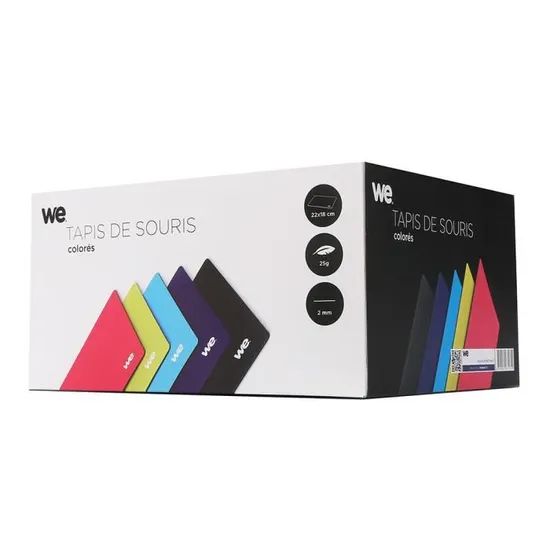 Boite de 50 tapis de souris WE CONNECT 5 couleurs www.infinytech-reunion.re
