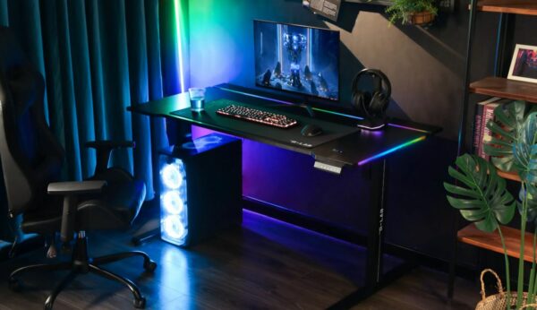 Bureau assis-debout THE G-LAB K-DESK Platinium RGB