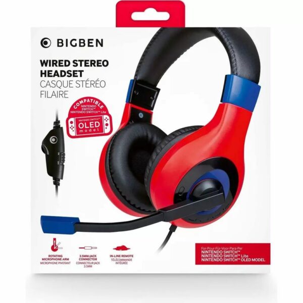 Casque micro BIGBEN Headset V1 Nintendo Switch Rouge Noir Casque micro BIGBEN Headset V1 Nintendo Switch Rouge Noir