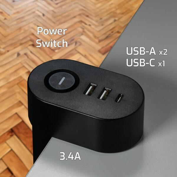 Multiprise à pincer OLAN 3 prises avec USB-A et USB-C Multiprise à pincer OLAN 3 prises avec USB-A et USB-C