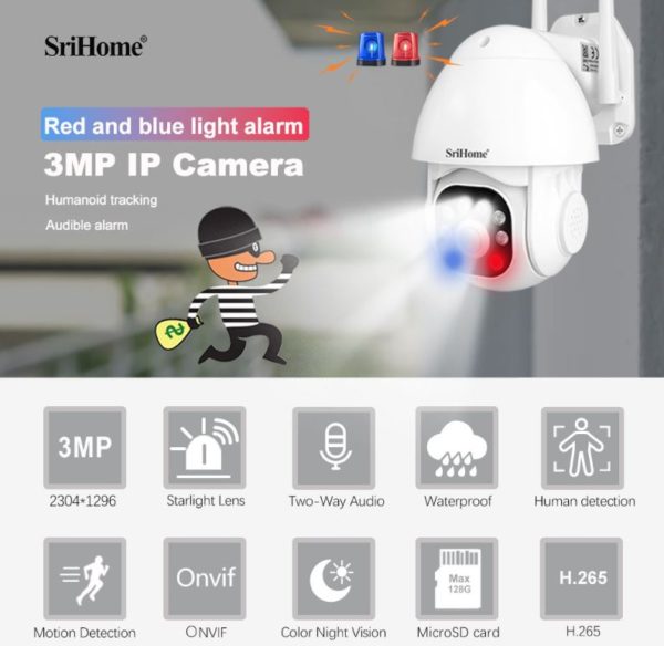 Caméra extérieure SriHome SH039B-3MP Onvif IP66 www.infinytech-reunion.re Caméra extérieure SriHome SH039B-3MP Onvif IP66 www.infinytech-reunion.re