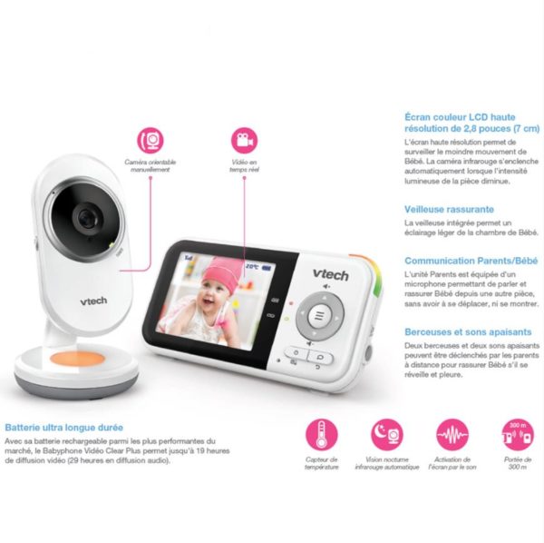 Babyphone VTECH Vidéo Clear Plus BM3254 www.infinytech-reunion.re