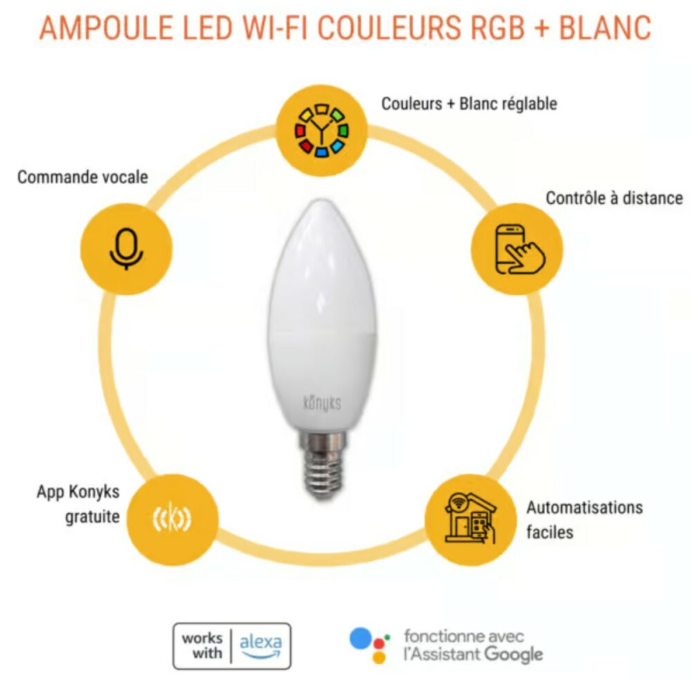 KONYKS lot de 2 ampoules Antalya E14 Wi-Fi