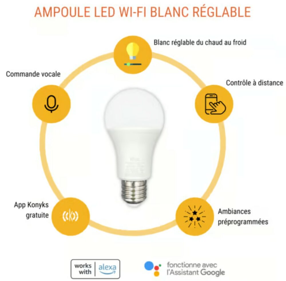 KONYKS ampoule Antalya White E27 Wi-Fi