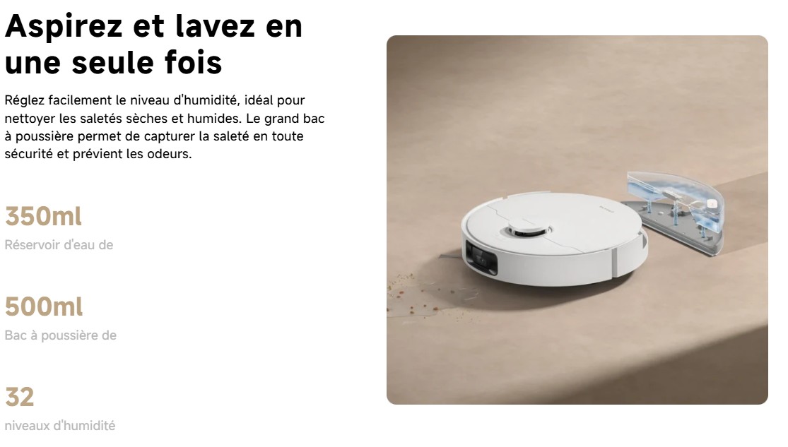 Aspirateur Laveur Robot DREAME D20 Pro Plus Blanc 