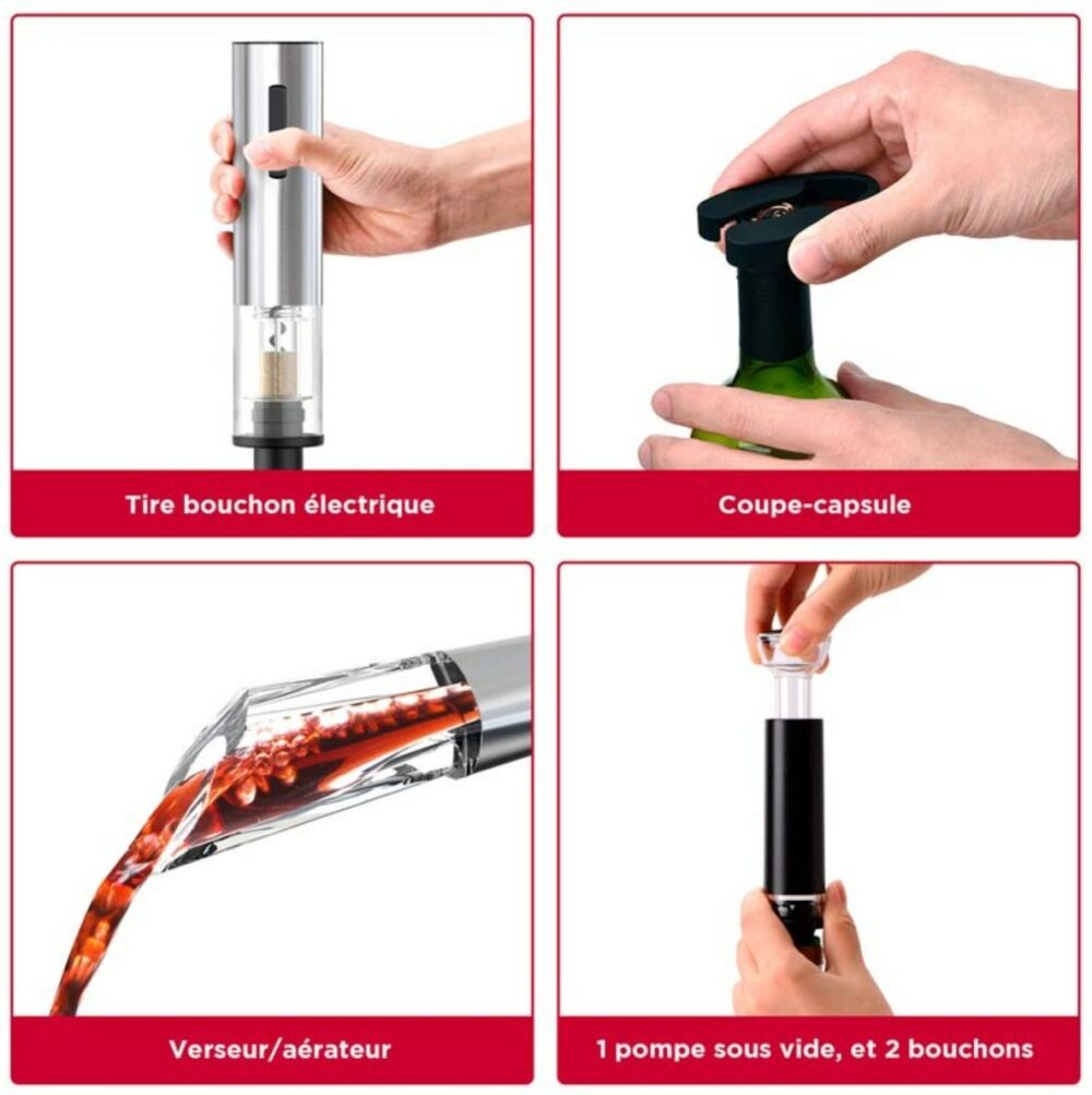 Coffret tire-bouchon électrique 6en1 Coffret tire-bouchon électrique 6en1